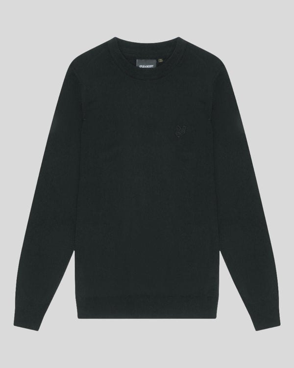 Lyle & Scott Merino Wool Crew Neck Jumper Jet Black