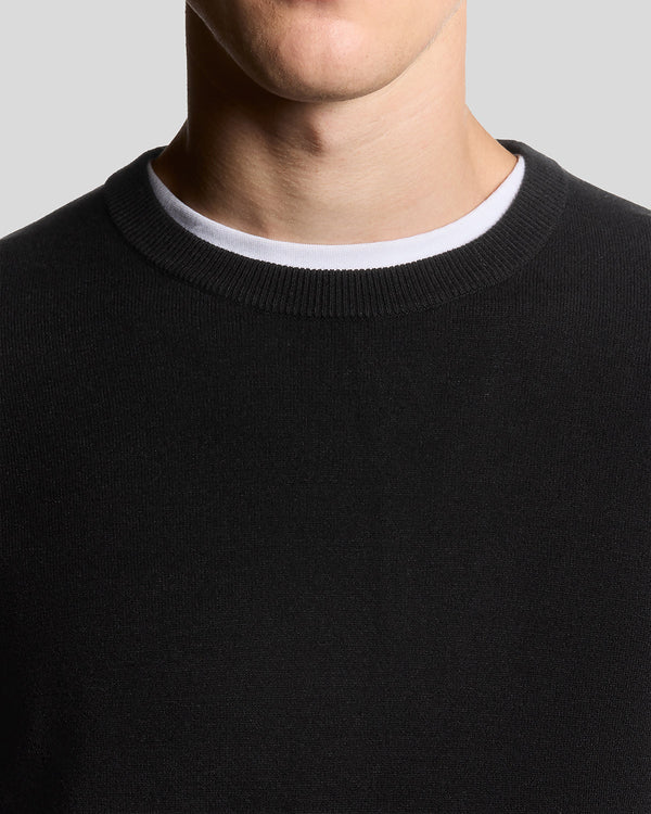 Lyle & Scott Mesh Logo Crew Neck Jumper Jet Black