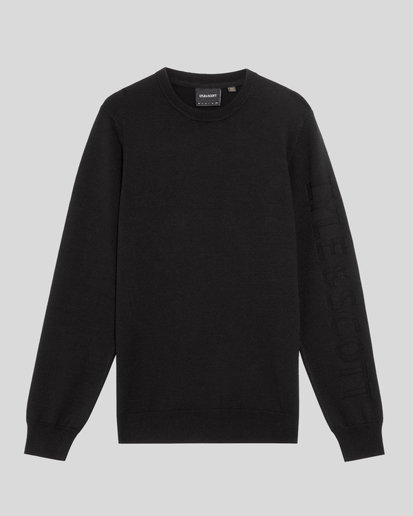 Lyle & Scott Mesh Logo Crew Neck Jumper Jet Black