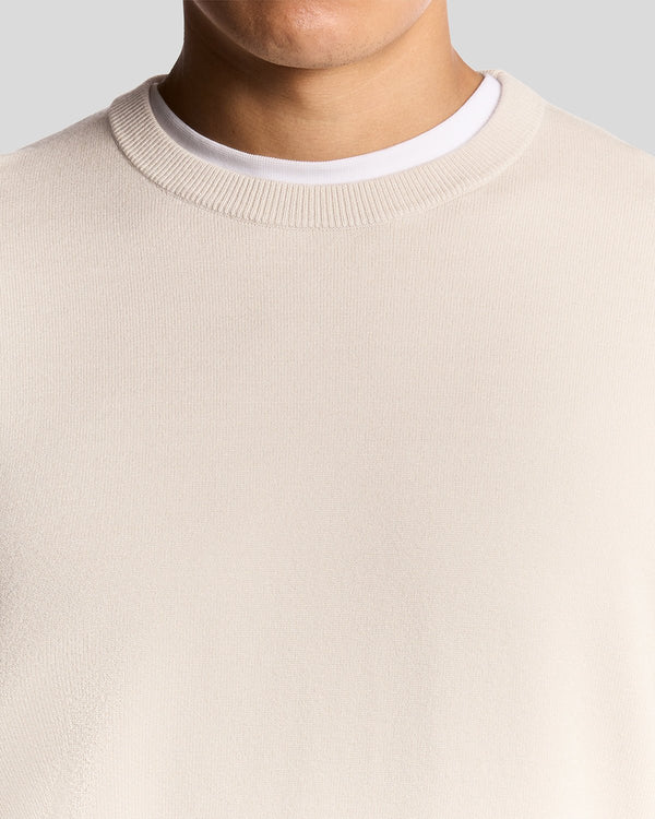 Lyle & Scott Mesh Logo Crew Neck Jumper Putty