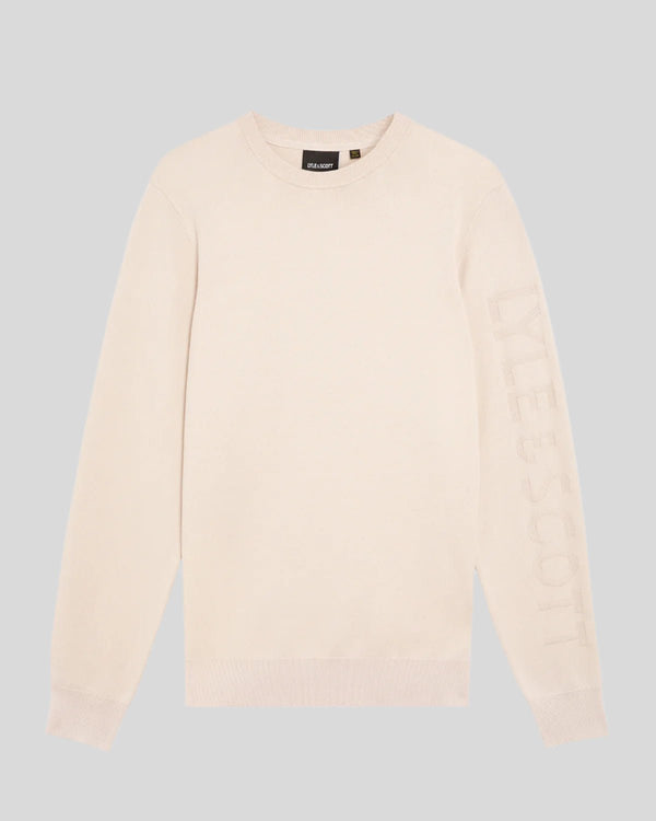 Lyle & Scott Mesh Logo Crew Neck Jumper Putty