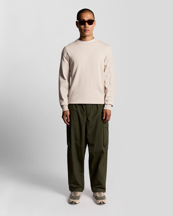 lyle & scott Mesh Logo Crew Neck Jumper Putty