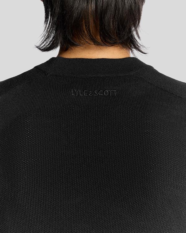 Lyle & Scott Pique Knit Mock Neck Jumper Jet Black