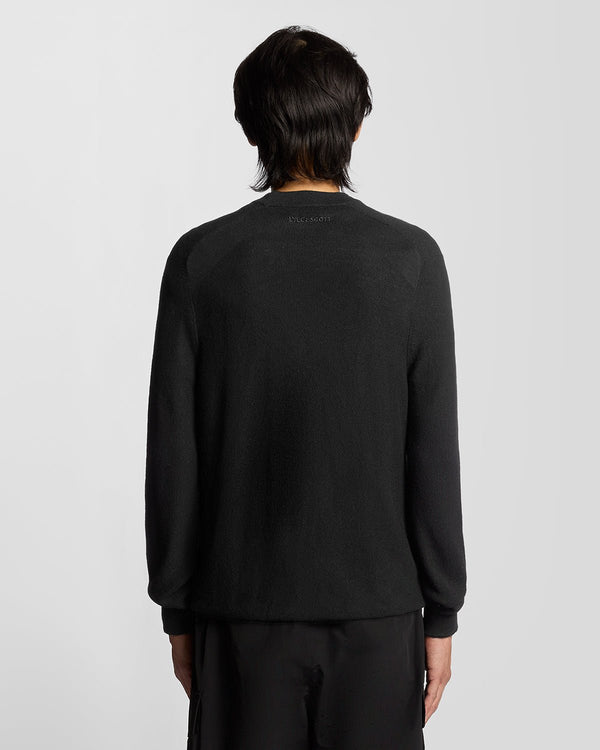 Lyle & Scott Pique Knit Mock Neck Jumper Jet Black