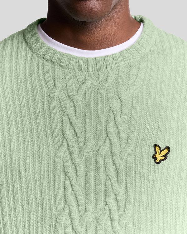 Lyle & Scott Ribbed Cable Knit Jumper Cold Mint Marl