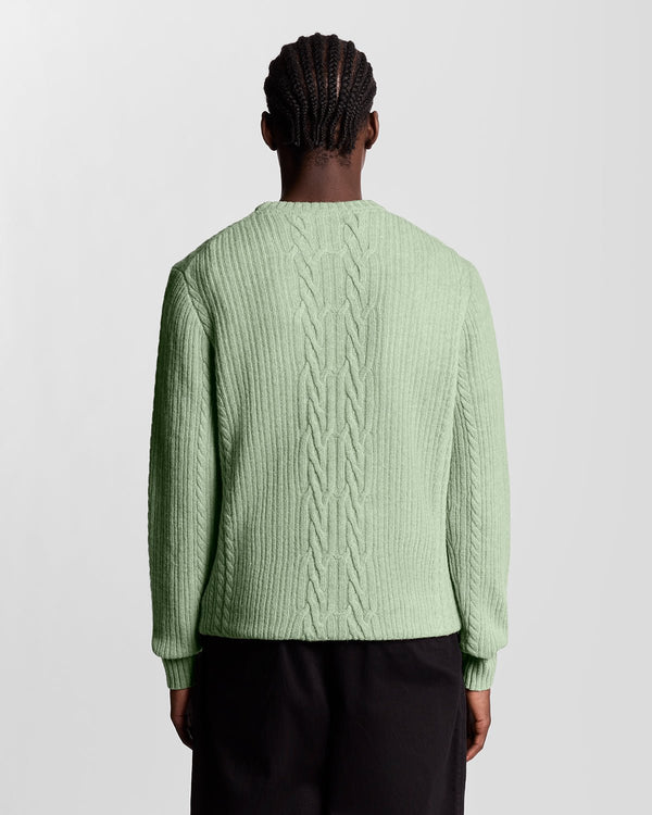 Lyle & Scott Ribbed Cable Knit Jumper Cold Mint Marl