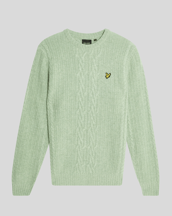 Lyle & Scott Ribbed Cable Knit Jumper Cold Mint Marl