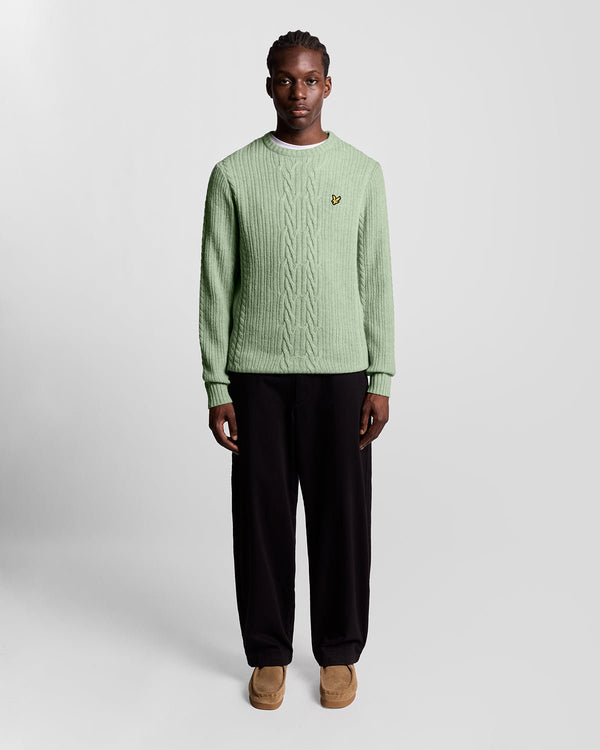 lyle & scott Ribbed Cable Knit Jumper Cold Mint Marl