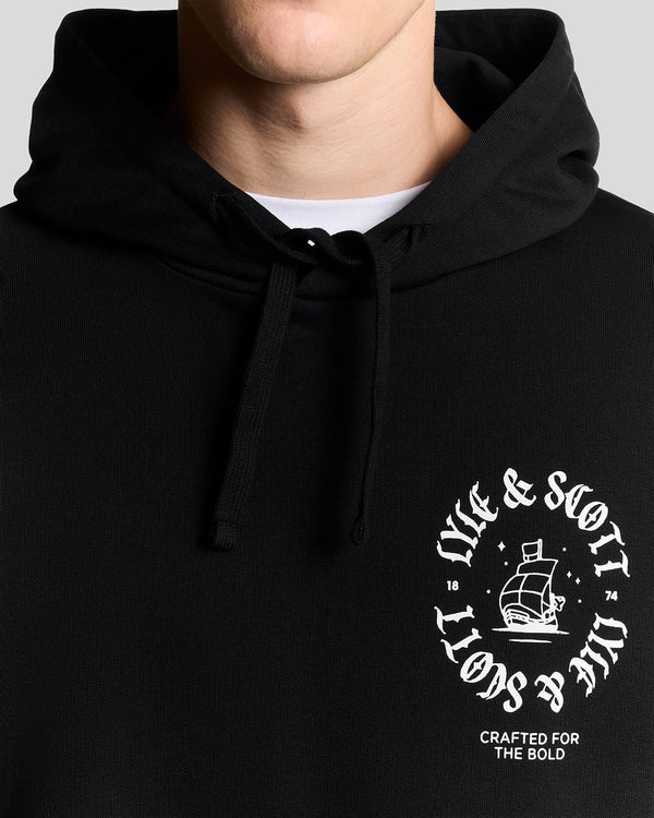 Lyle & Scott Ship Insignia Graphic Hoodie Jet Black
