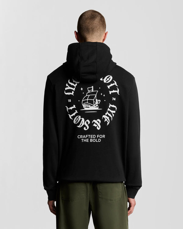 Lyle & Scott Ship Insignia Graphic Hoodie Jet Black