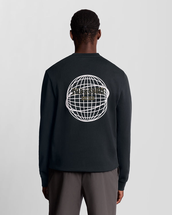 Lyle & Scott Sports Globe Print Sweatshirt Dark Navy