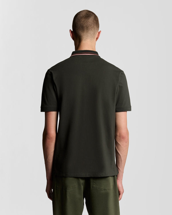 Lyle & Scott Striped Tipped Polo Shirt Gunmetal/ Foam