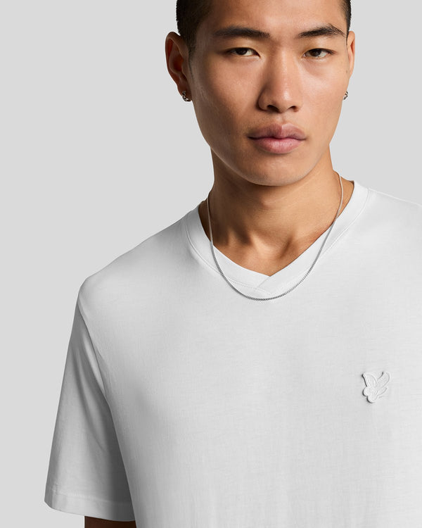 Lyle & Scott Superfine Cotton V Neck T-Shirt White