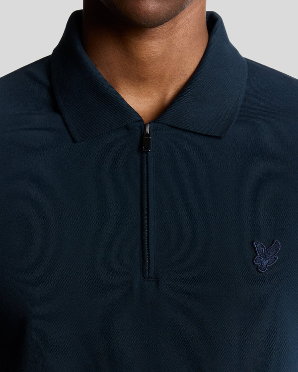 Lyle & Scott Superfine Cotton Zip Polo Shirt Carbon