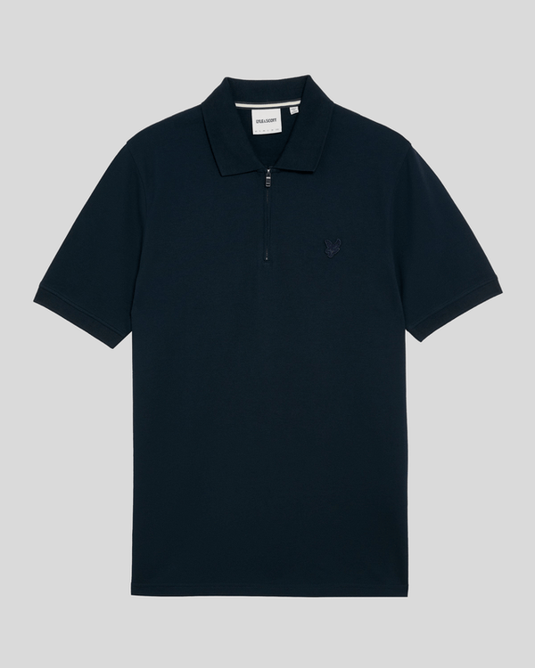 Lyle & Scott Superfine Cotton Zip Polo Shirt Carbon