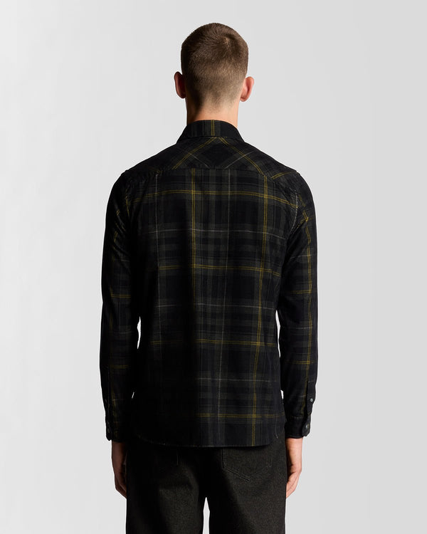 Lyle & Scott Tartan Check Corduroy Shirt Jet Black