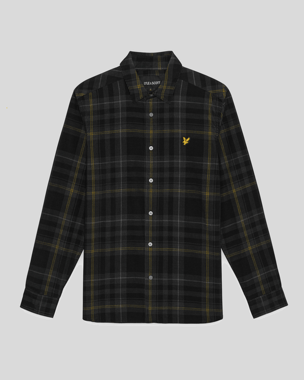 Lyle & Scott Tartan Check Corduroy Shirt Jet Black