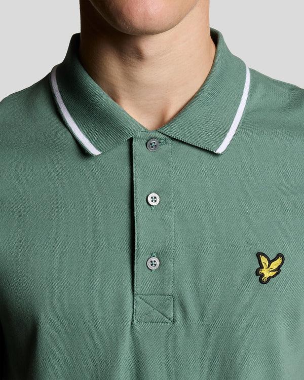 Lyle & Scott Tipped Polo Shirt Agave Green/ White