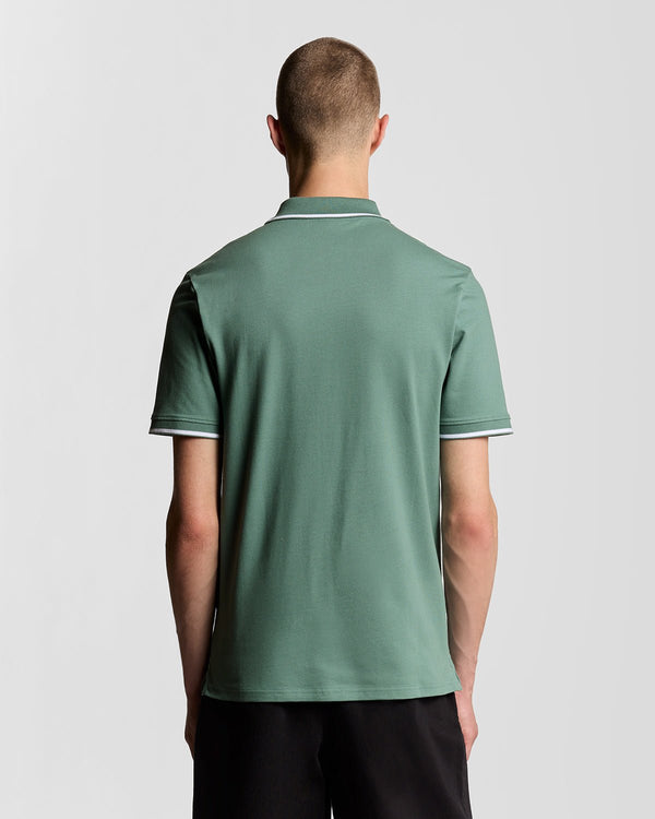 Lyle & Scott Tipped Polo Shirt Agave Green/ White