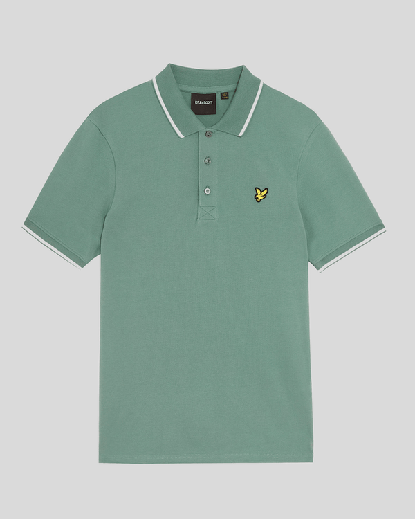 Lyle & Scott Tipped Polo Shirt Agave Green/ White