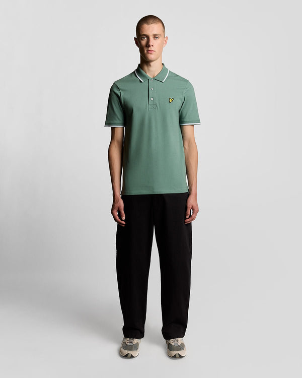 lyle & scott Tipped Polo Shirt Agave Green/ White