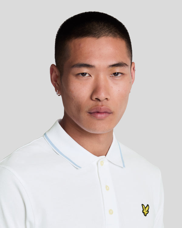 Lyle & Scott Tipped Polo Shirt White/Light Blue