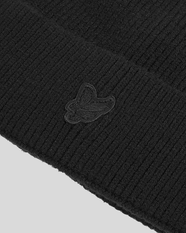 Lyle & Scott Tonal Eagle Beanie Jet Black