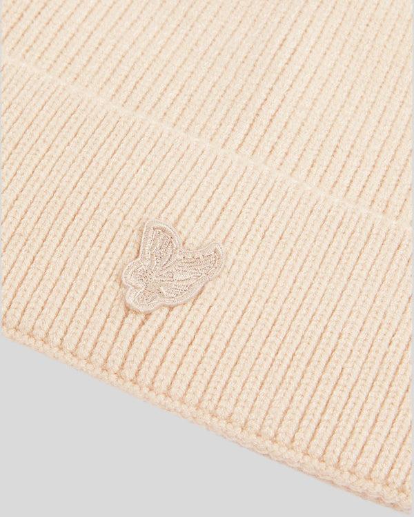 Lyle & Scott Tonal Eagle Beanie Putty