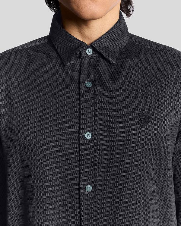 Lyle & Scott Two-Tone Jacquard Shirt Deep Navy