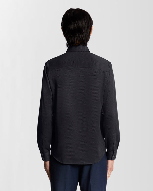 Lyle & Scott Two-Tone Jacquard Shirt Deep Navy