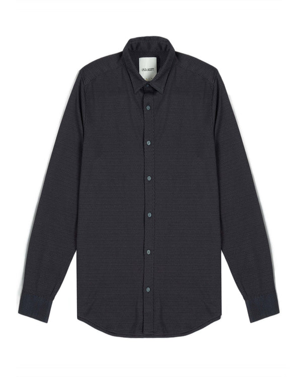 Lyle & Scott Two-Tone Jacquard Shirt Deep Navy