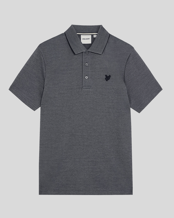 Lyle & Scott Two Tone Pique Polo Shirt Chambray Blue