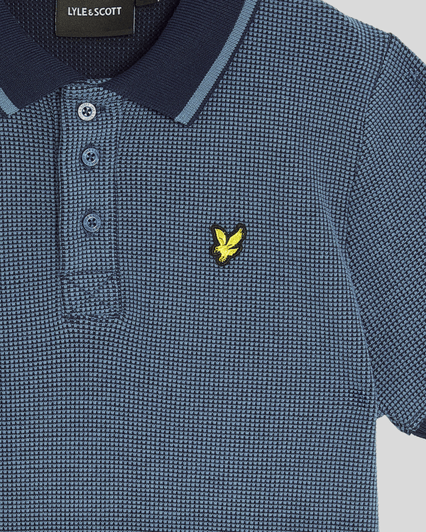 Lyle & Scott Two Tone Waffle Polo Shirt Dark Navy