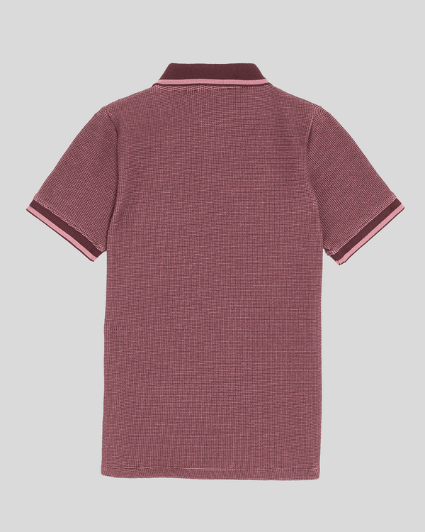 lyle & scott Two Tone Waffle Polo Shirt Dusky Maroon