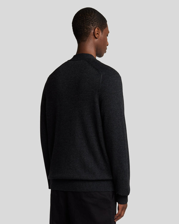Lyle & Scott V Neck Knit Cardigan Black Heather