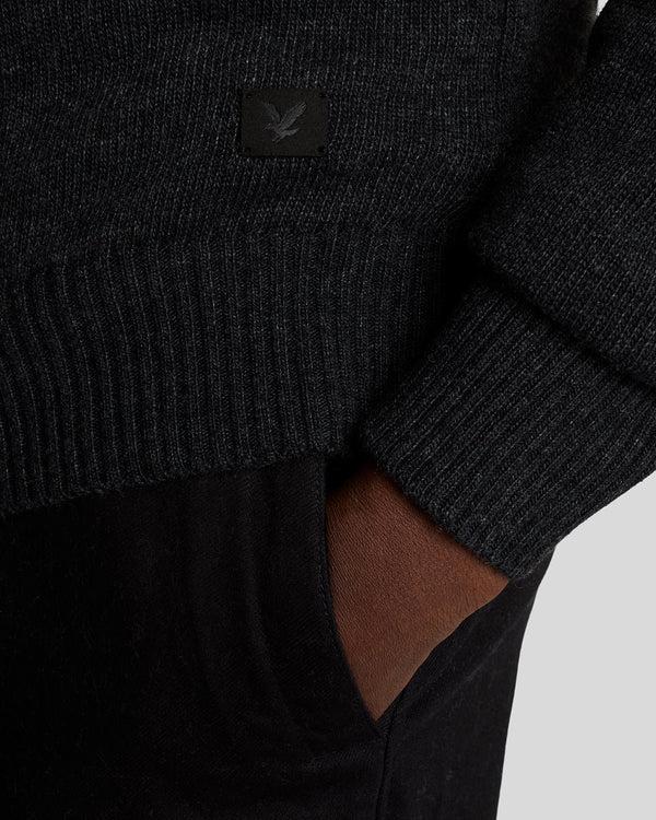 Lyle & Scott V Neck Knit Cardigan Black Heather