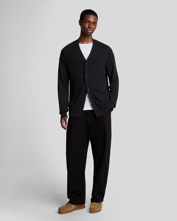 lyle & scott V Neck Knit Cardigan Black Heather