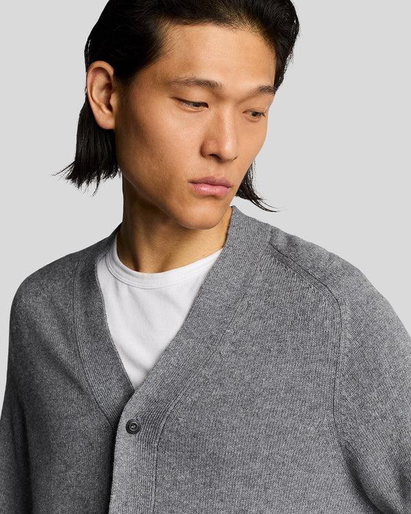 Lyle & Scott V Neck Knit Cardigan Grey Heather