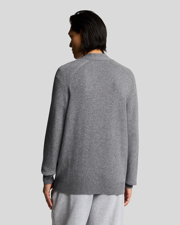 Lyle & Scott V Neck Knit Cardigan Grey Heather
