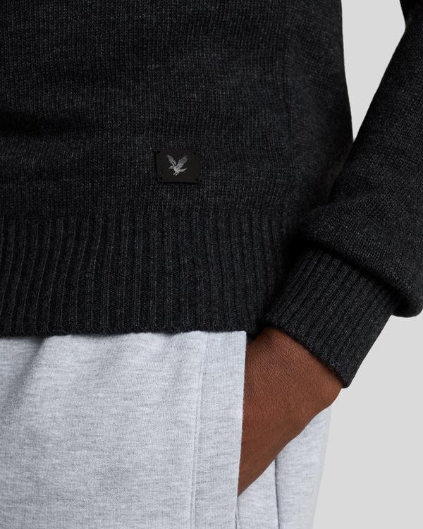 Lyle & Scott V Neck Knit Jumper Black Heather