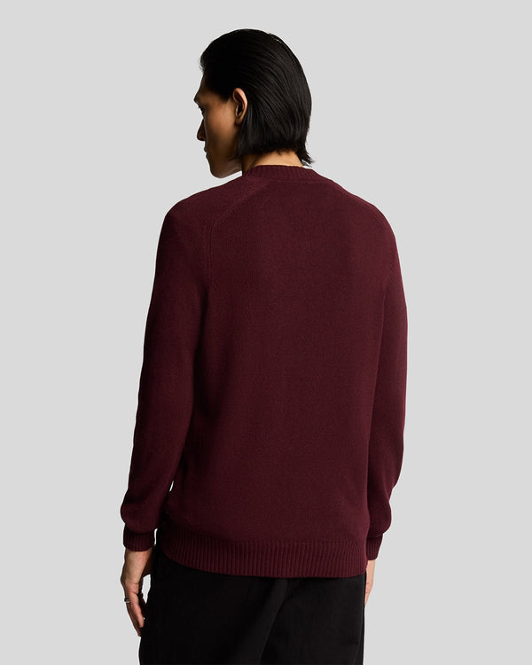 Lyle & Scott V Neck Knit Jumper Burgundy Heather