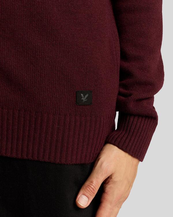 Lyle & Scott V Neck Knit Jumper Burgundy Heather