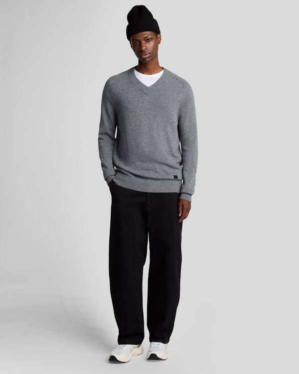 lyle & scott V Neck Knit Jumper Grey Heather