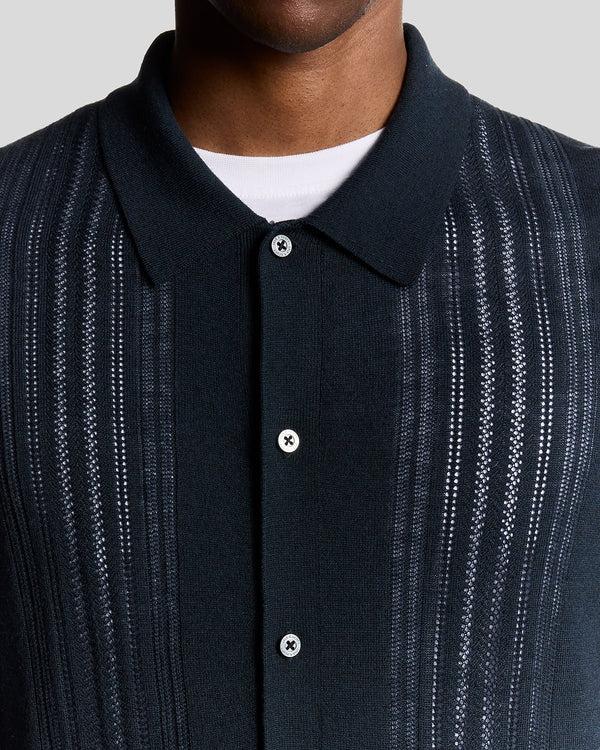 Lyle & Scott Wool Blend Cable Knit Shirt Carbon