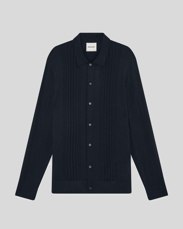 Lyle & Scott Wool Blend Cable Knit Shirt Carbon