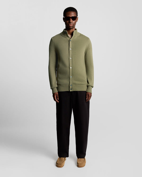 lyle & scott Wool Blend Cardigan Dusky Green