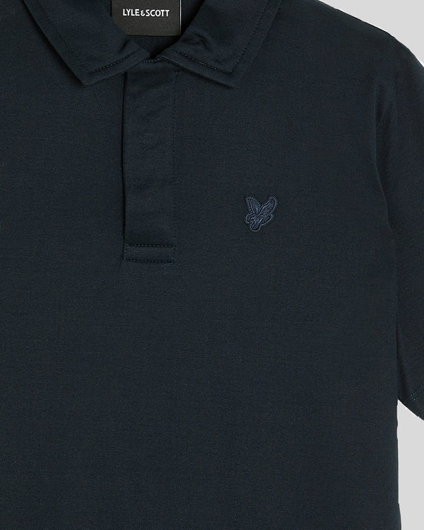 Lyle & Scott Mercerised Cotton Tonal Polo Shirt Dark Navy