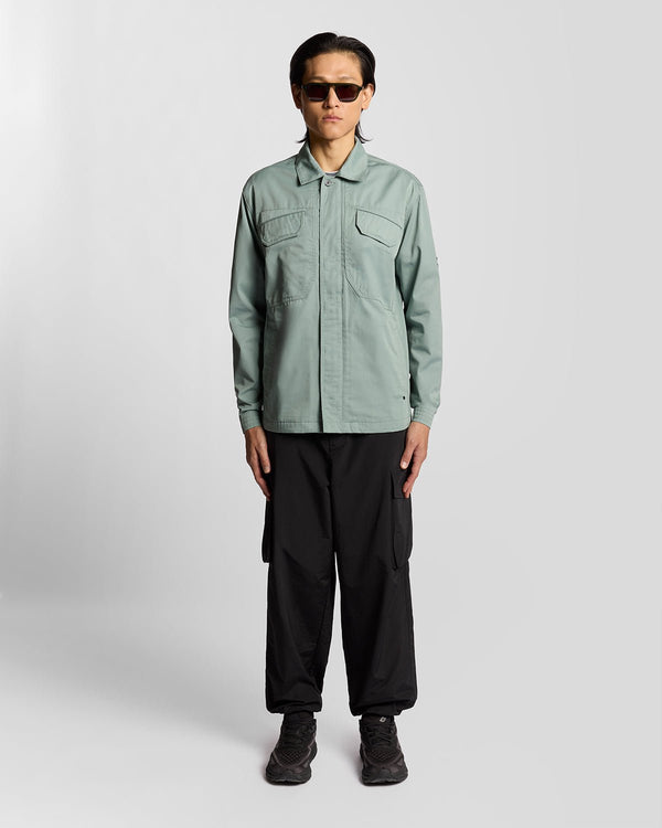 lyle & scott Multi Pocket Full Zip Overshirt Cold Mint