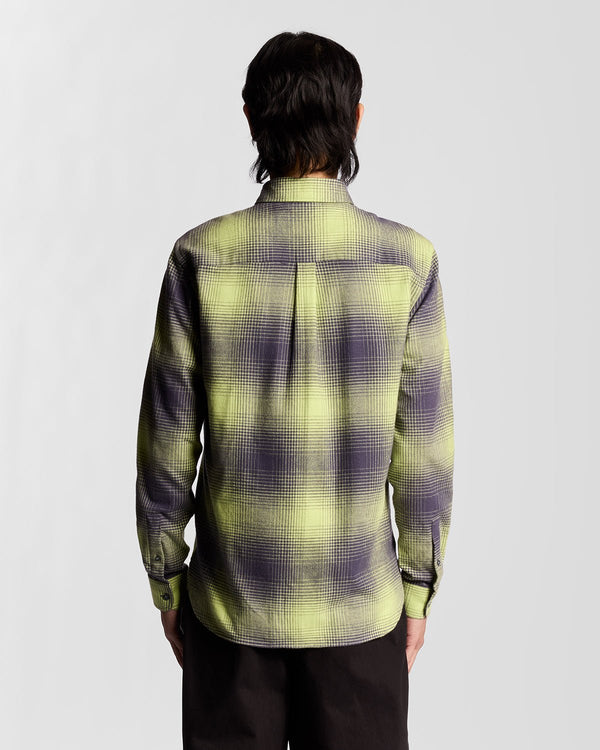 Lyle & Scott Ombre Check Flannel Shirt Greystone/ Laser Beam