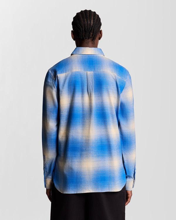 Lyle & Scott Ombre Check Flannel Shirt Putty/ Strobe Blue